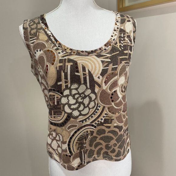 St. John Tops St John Knit Top Gold Metallic Sequin Accent Poshmark